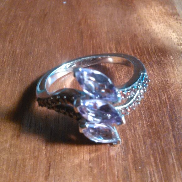 Moroccan Rose and Mozambique Garnet Trinity Twilight Sterling Silver Ring-Size 7 - Picture 11 of 16